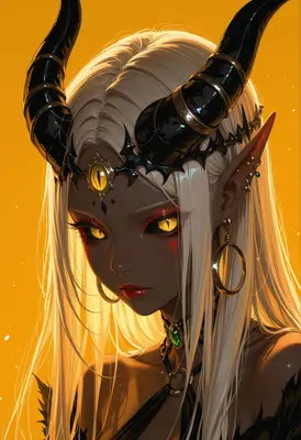 Golden Eyed Dark Elf Demoness