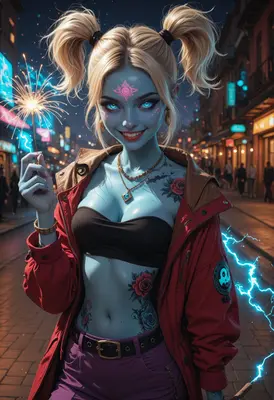 Neon Sparks and Blue Enchantment