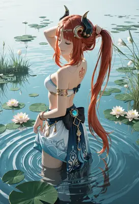 Serene Lotus Pond Water Goddess