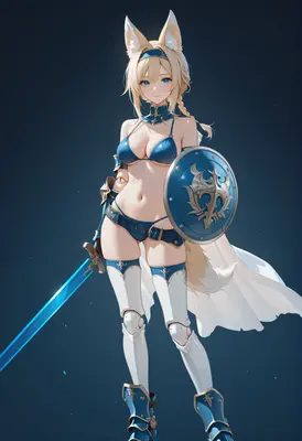 Fox Girl Warrior with Blue Blade