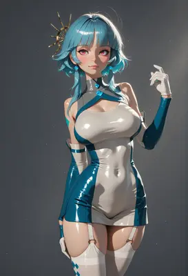 Cybernetic Blue Haired Anime Girl