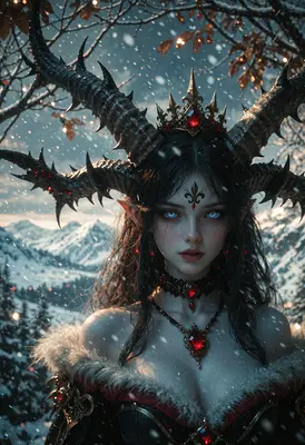 Winter Queen with Obsidian Horns