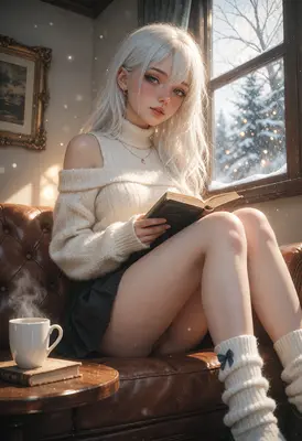 Cozy Winter Reading by the Window