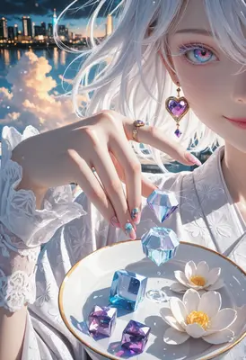 Ethereal Maiden with Floating Gemstones