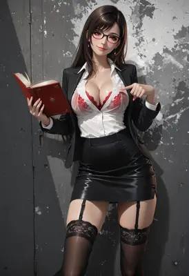 Studious Librarian in Provocative Office Attire