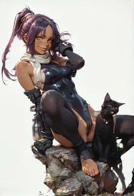 Warrior Girl and Her Black Cat