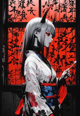 Oni Artist in Traditional Kimono