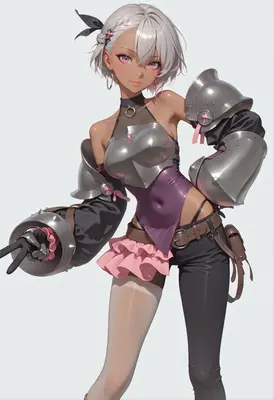 Armored Warrior Girl with Pink Accents