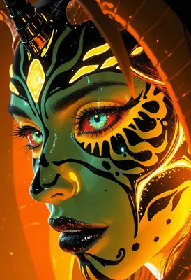 Glowing Neon Demon Princess Portrait
