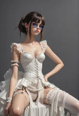 Elegant Young Woman in White Corset