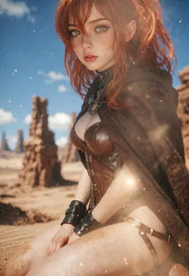 Redheaded Wanderer in the Desert Wasteland