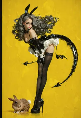 Glossy Bunny Demon in Yellow