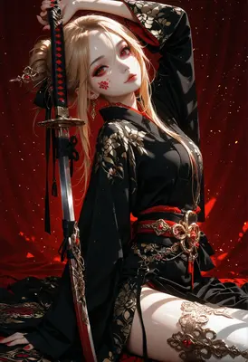 Golden Samurai in Crimson Shadows