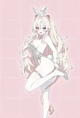 Playful Blonde Bunny Girl in Silver