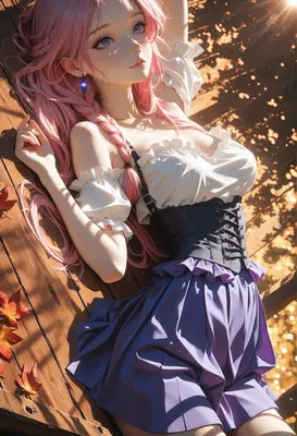 Pink Haired Beauty in Autumn Sun