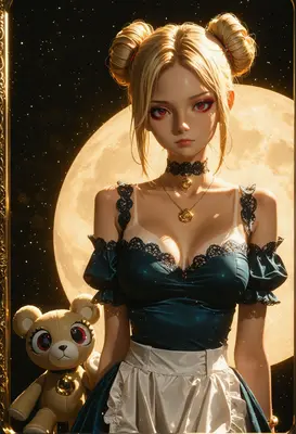 Moonlit Maiden with Her Bear