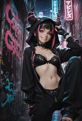 Neon Alley Succubus in Lingerie