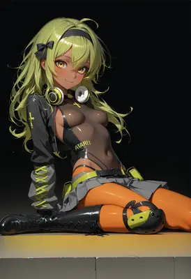 Stylish Gamer Girl in Cyberpunk Gear