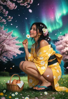Spring Picnic Under Northern Lights