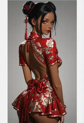 Elegant Beauty in Floral Qipao