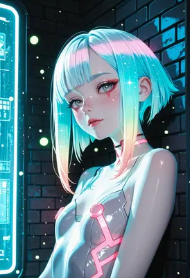Neon Glow Cyberpunk Girl Portrait