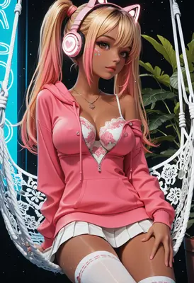 Pink Gamer Girl in Hanging Chair