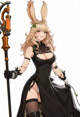 Steampunk Bunny Girl With Mechanical Staff