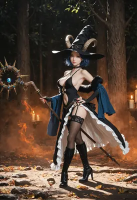 Enchanting Witch with Arcane Staff