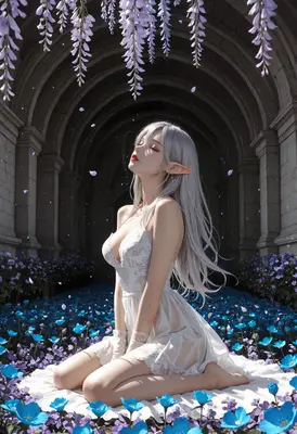 Serene Elf in a Floral Garden