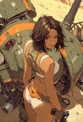 Desert Scout and Her Heavy Mech