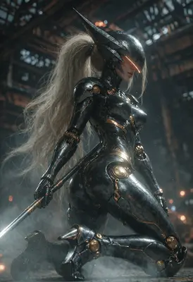 Cybernetic Warrior in Dark Armor