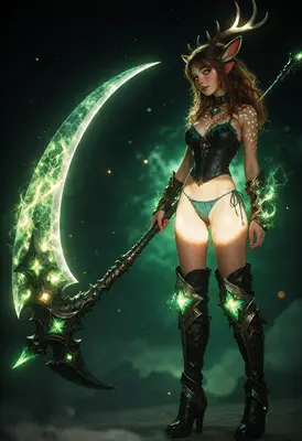 Ethereal Fawn Warrior With Magic Scythe