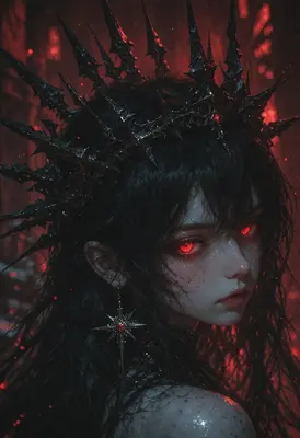 Dark Queen with Glowing Red Eyes