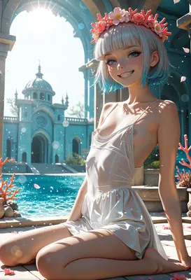 Radiant Nymph by the Sunlit Pool