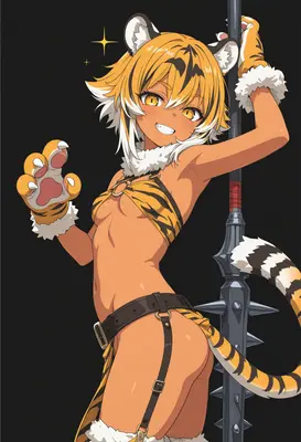 Playful Tiger Girl Warrior