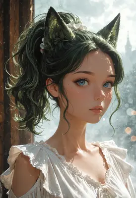 Ethereal Cat Girl in Soft Light
