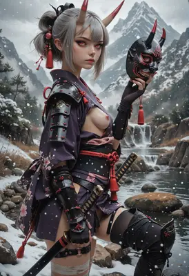 Oni Warrior in the Snowy Mountains