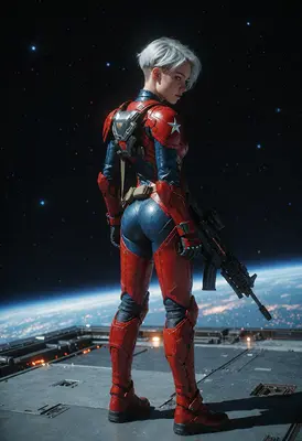 Cosmic Soldier Standing Guard in Orbit