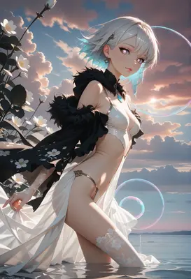 Ethereal Maiden at Sunset Shore