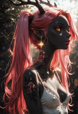 Ethereal Dark Elf with Pink Hair