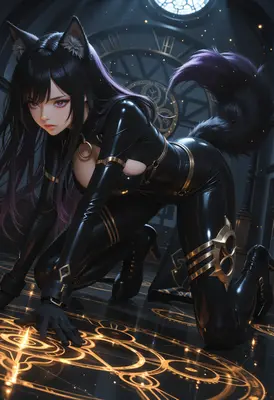 Cat Girl Summoning Magic Ritual