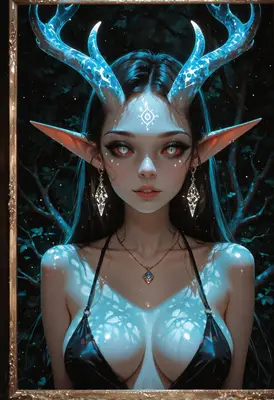 Ethereal Forest Guardian with Glowing Horns