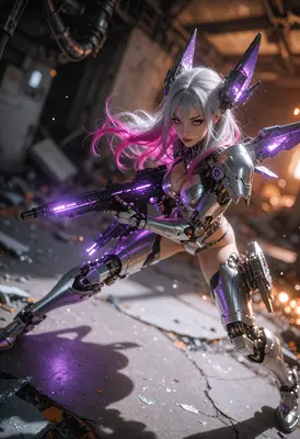 Cybernetic Warrior in Battle Stance