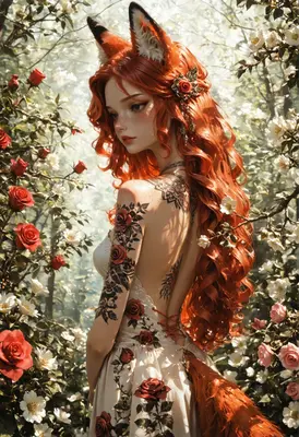 Fox Spirit Among The Roses