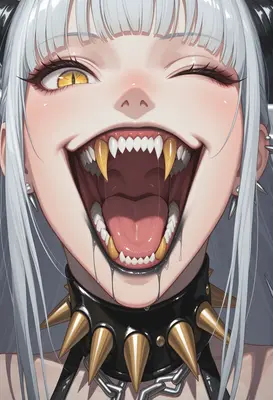Fierce Demon Girl With Sharp Fangs