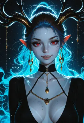 Ethereal Forest Spirit with Glowing Horns