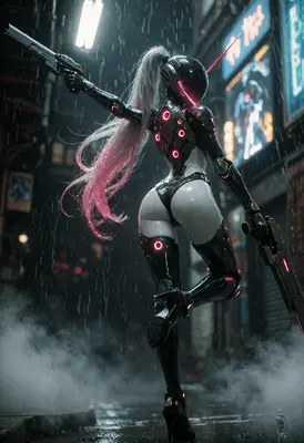 Cybernetic Assassin in Neon Rain