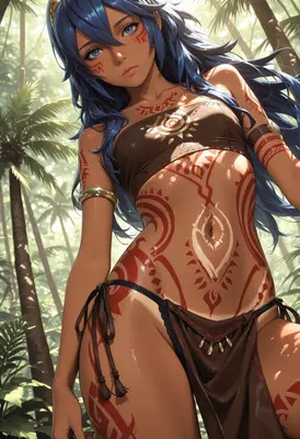 Tribal Warrior in Tropical Jungle