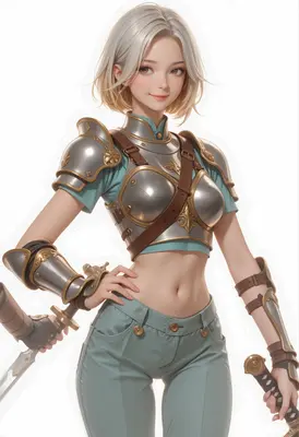 Confident Young Warrior in Light Armor