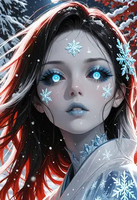 Ethereal Ice Queen with Glowing Eyes